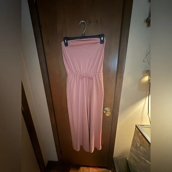 NWT Elegant L*Space By Monica Wise Pink Strapless Wide-Leg Jumpsuit Size Medium